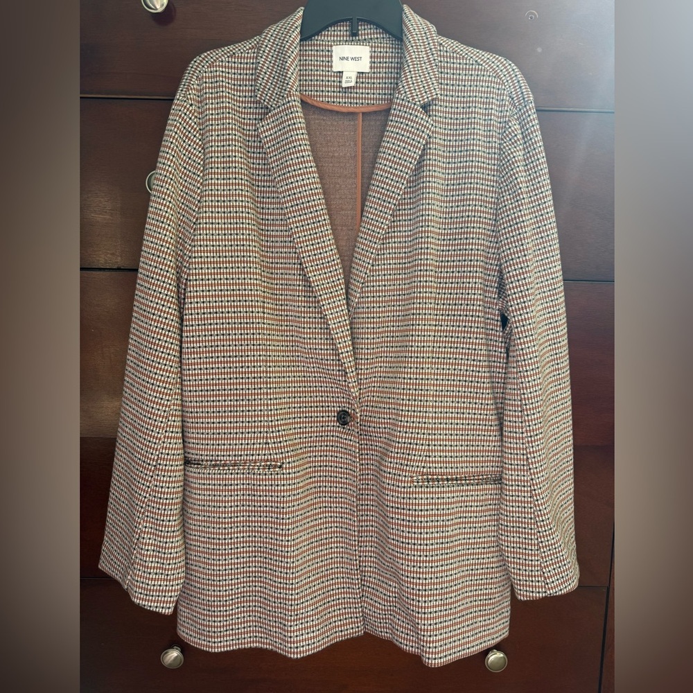 Nine West Checkered Blazer - Tan